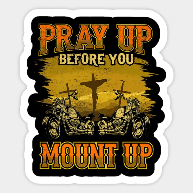 Motorcycle Cross Pray Mount Jesus Lover Sticker by Melaine GoddessArt